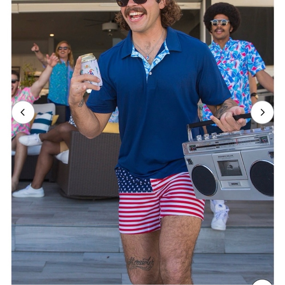 Chubbies Men's The Mericas Red White & Blue Stars & Stripes Shorts Size Large
